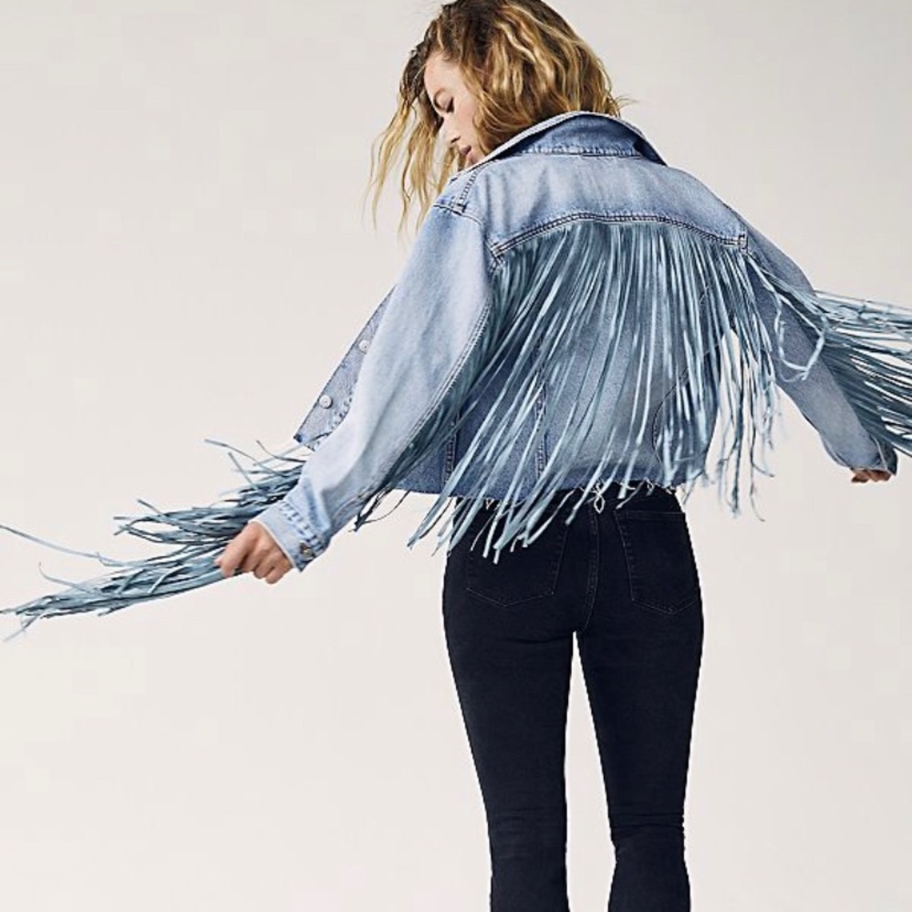 Levi’s ex boyfriend trucker fringe jacket